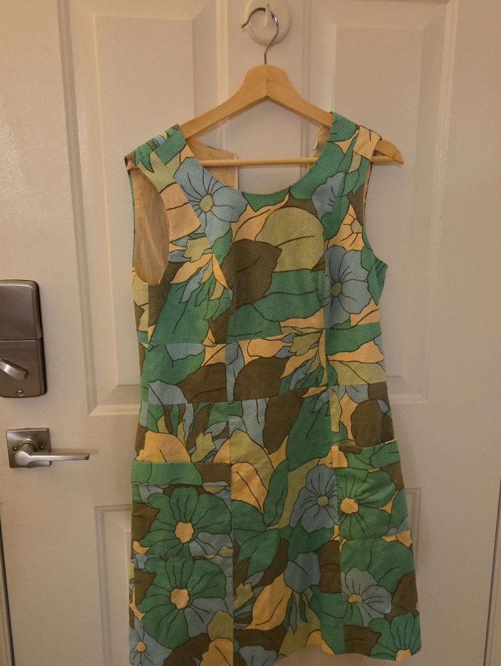 Boden Retro Sleeveless Green Floral Shift Dress